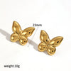 Wholesale Women's Stainless Steel Animal Zodiac Butterfly Earrings Vacuum Real Gold Plated