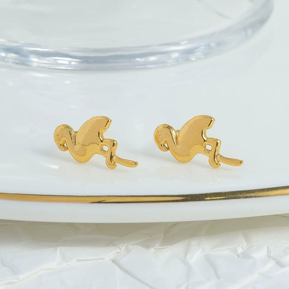 Wholesale Women's Stainless Steel Animal Zodiac Electroplated Earrings Retro And Versatile Design