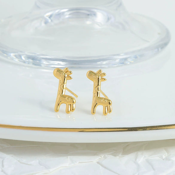 Wholesale Women's Stainless Steel Animal Zodiac Electroplated Earrings Retro And Versatile Design