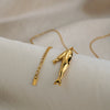 Wholesale Women's Stainless Steel Animal Zodiac Fish Pendant Necklace With Vacuum Real Gold Plating