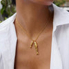 Wholesale Women's Stainless Steel Animal Zodiac Fish Pendant Necklace With Vacuum Real Gold Plating