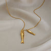 Wholesale Women's Stainless Steel Animal Zodiac Fish Pendant Necklace With Vacuum Real Gold Plating