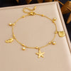 Wholesale Women's Stainless Steel Animal Zodiac Marine Series Pendant Anklet With Starfish Scallop Seahorse