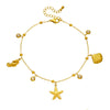 Wholesale Women's Stainless Steel Animal Zodiac Marine Series Pendant Anklet With Starfish Scallop Seahorse