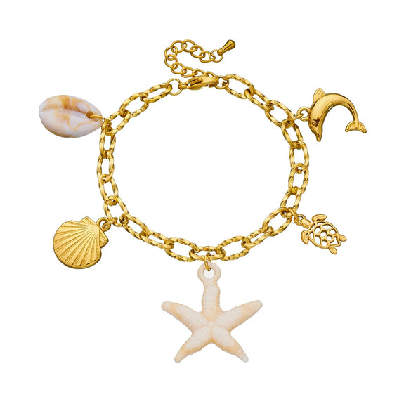Wholesale Women's Stainless Steel Animal Zodiac Ocean Series Pendant Bracelet With Electroplating