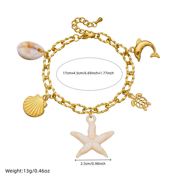 Wholesale Women's Stainless Steel Animal Zodiac Ocean Series Pendant Bracelet With Electroplating