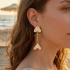 Wholesale Women's Stainless Steel Animal Zodiac Pattern Fishbone Earrings With Oil Drip Heart And Me Letter Pendant Vacuum Real Gold Plated