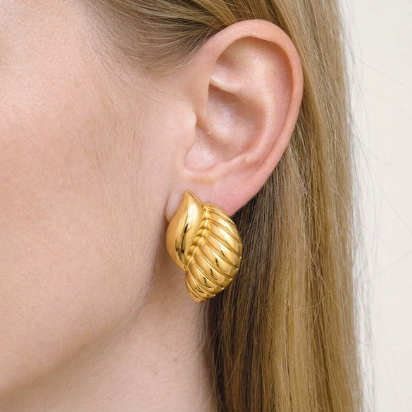 Wholesale Women's Stainless Steel Animal Zodiac Snail Earrings With Vacuum Real Gold Plating In Pvd Furnace