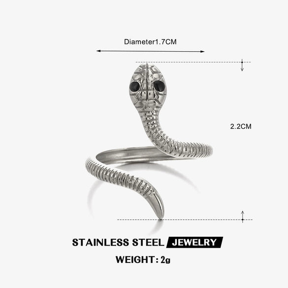 Wholesale Women's Stainless Steel Animal Zodiac Snake Open Ring With Electroplating