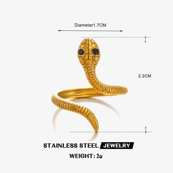 Wholesale Women's Stainless Steel Animal Zodiac Snake Open Ring With Electroplating