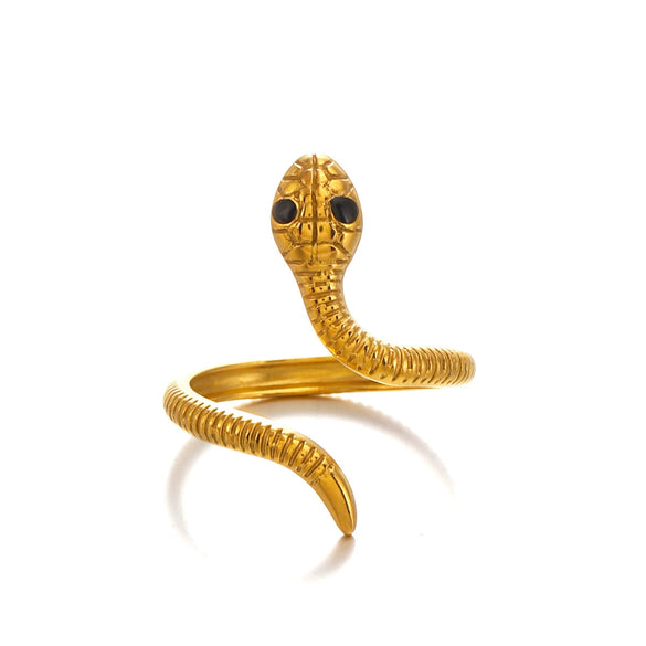 Wholesale Women's Stainless Steel Animal Zodiac Snake Open Ring With Electroplating