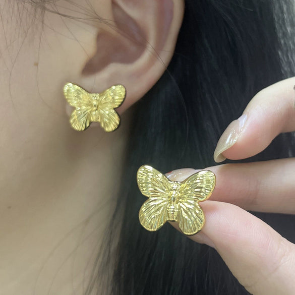 Wholesale Women's Stainless Steel Animal Zodiac Stamping Butterfly Earrings Fairy Style