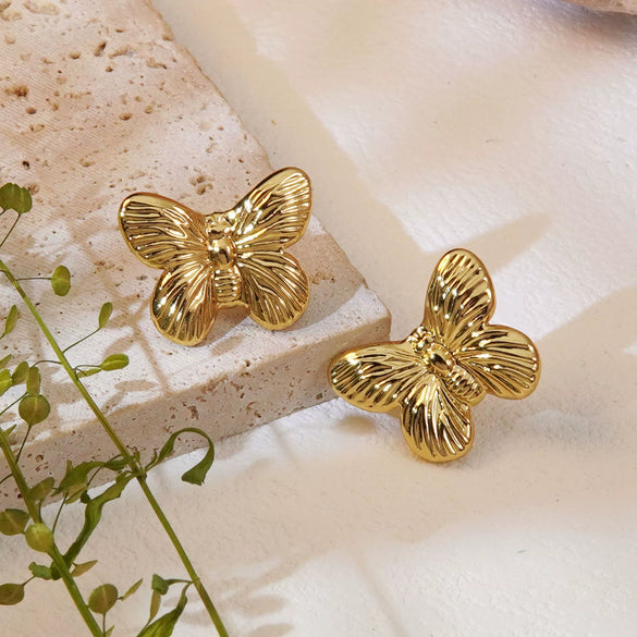 Wholesale Women's Stainless Steel Animal Zodiac Stamping Butterfly Earrings Fairy Style