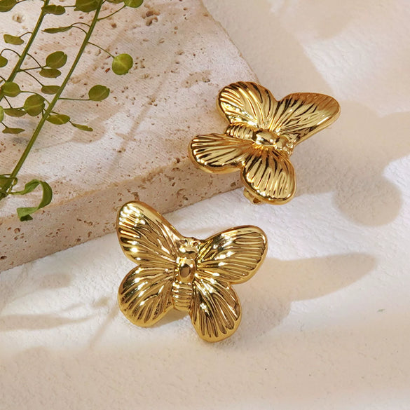 Wholesale Women's Stainless Steel Animal Zodiac Stamping Butterfly Earrings Fairy Style