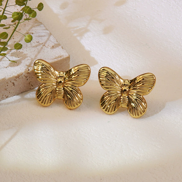 Wholesale Women's Stainless Steel Animal Zodiac Stamping Butterfly Earrings Fairy Style