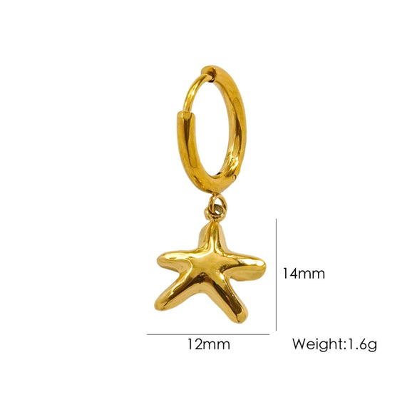 Wholesale Women's Stainless Steel Animals Zodiac Handmade Fine Throwing Vacuum In Furnace Polished Starfish Pendant Earrings