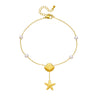 Wholesale Women's Stainless Steel Anklet With Ocean Series Animal And Zodiac Pattern Pendant And Tassel Chain