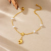 Wholesale Women's Stainless Steel Anklet With Ocean Series Animal And Zodiac Pattern Pendant And Tassel Chain