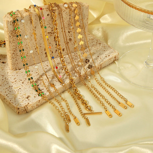 Wholesale Women's Stainless Steel Beach Anchor Accessories With Geometric Design And Vacuum Real Gold In Furnace Electroplating