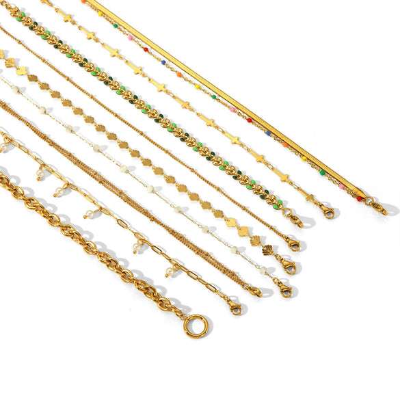 Wholesale Women's Stainless Steel Beach Anchor Accessories With Geometric Design And Vacuum Real Gold In Furnace Electroplating