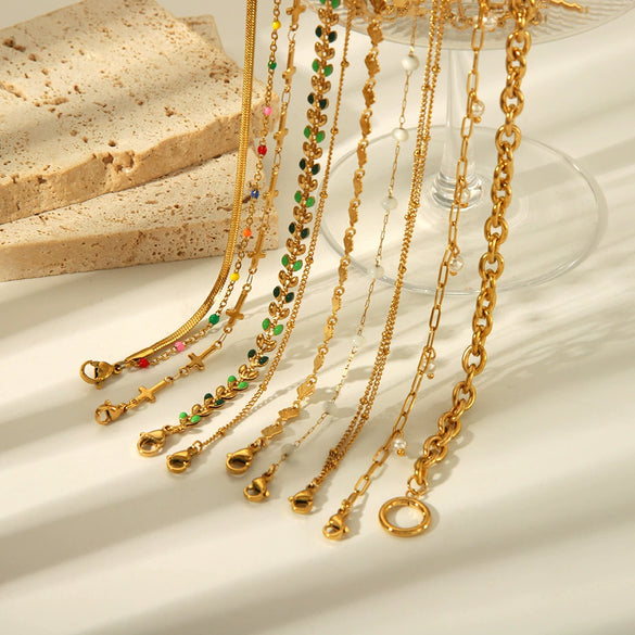 Wholesale Women's Stainless Steel Beach Anchor Accessories With Geometric Design And Vacuum Real Gold In Furnace Electroplating