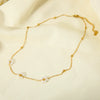 Wholesale Women's Stainless Steel Bead Chain Necklace With Electroplated Flower Imitation Pearl Pendant