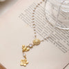 Wholesale Women's Stainless Steel Bead Chain Necklace With 18K Gold Plated Sunflower Bee Zircon Pendant And Insect Flower Pattern