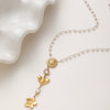 Wholesale Women's Stainless Steel Bead Chain Necklace With 18K Gold Plated Sunflower Bee Zircon Pendant And Insect Flower Pattern