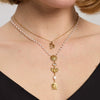 Wholesale Women's Stainless Steel Bead Chain Necklace With 18K Gold Plated Sunflower Bee Zircon Pendant And Insect Flower Pattern