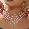 Wholesale Women's 316L Stainless Steel Beaded Geometric Zircon Pendant Clavicle Necklace With Electroplating