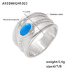 Wholesale Women's 316L Stainless Steel Blue Turquoise Tiger Eye Stone Geometric Twist Pattern Pvd Electroplated Ring