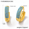 Wholesale Women's Stainless Steel Blue Turquoise Zircon Circle Buckle Earrings Hand Inlaid With Geometric Pattern And Electroplated
