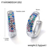 Wholesale Women's Stainless Steel Blue Turquoise Zircon Circle Buckle Earrings Hand Inlaid With Geometric Pattern And Electroplated