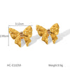Wholesale Women's Stainless Steel Bow And Geometric Earrings With Electroplating Treatment