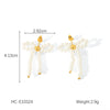 Wholesale Women's Stainless Steel Bow And Geometric Earrings With Electroplating Treatment
