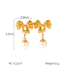 Wholesale Women's Stainless Steel Bow And Geometric Earrings With Electroplating Treatment