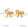 Wholesale Women's Stainless Steel Bow And Geometric Earrings With Electroplating Treatment