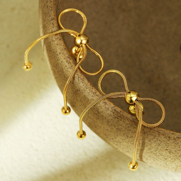 Wholesale Women's Stainless Steel Bow Earrings 18K Goldplated Electroplated Jewelry