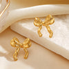 Wholesale Women's Stainless Steel Bow Earrings With Electroplated Design