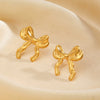 Wholesale Women's Stainless Steel Bow Earrings With Electroplated Finish