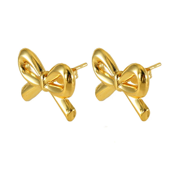 Wholesale Women's 316L Stainless Steel Bow Earrings With Electroplating Light Luxury And Simple Fashion Style