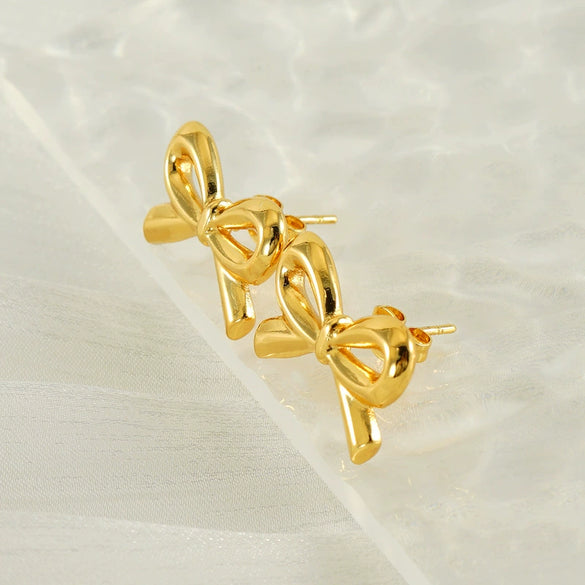 Wholesale Women's 316L Stainless Steel Bow Earrings With Electroplating Light Luxury And Simple Fashion Style