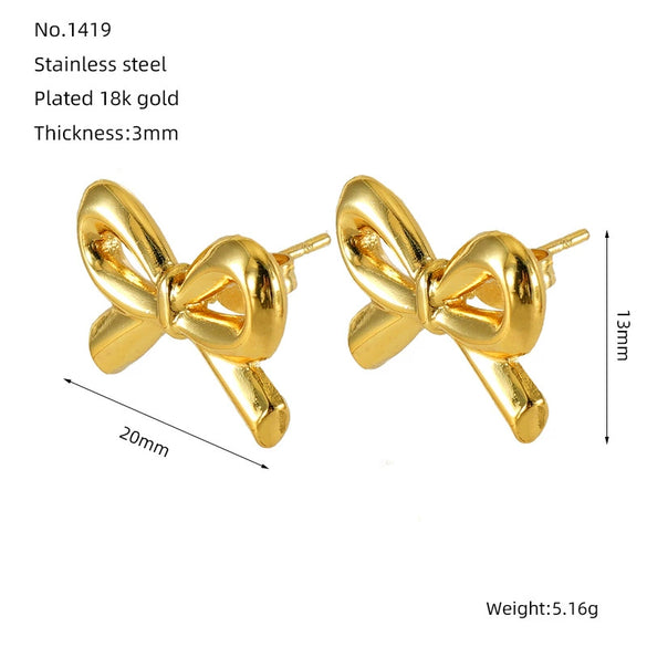 Wholesale Women's 316L Stainless Steel Bow Earrings With Electroplating Light Luxury And Simple Fashion Style