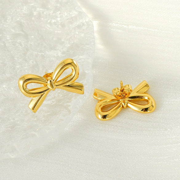 Wholesale Women's 316L Stainless Steel Bow Earrings With Electroplating Light Luxury And Simple Fashion Style