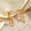 Wholesale Women's Stainless Steel Bow Earrings With 18K Goldplated Electroplating