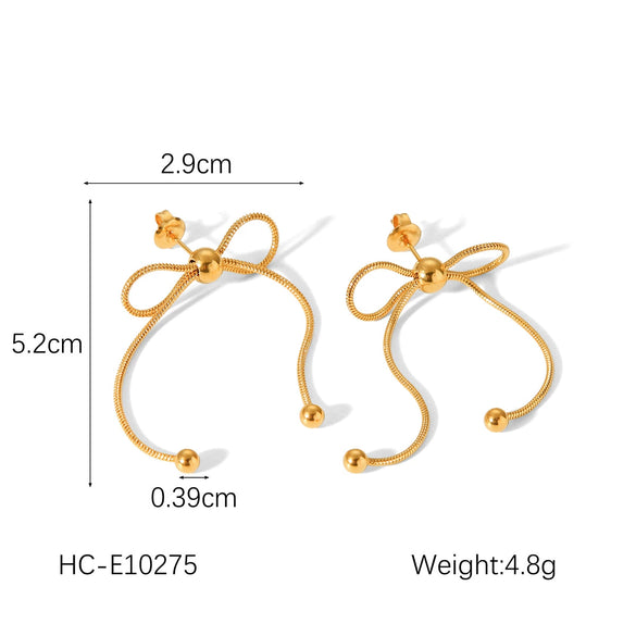 Wholesale Women's Stainless Steel Bow Geometric Earrings With Electroplating