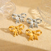 Wholesale Women's Stainless Steel Bow Geometric Electroplated Earrings