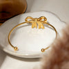 Wholesale Women's Stainless Steel Bow Open Bracelet Jewelry With 18K Gold Electroplating