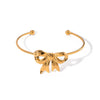 Wholesale Women's Stainless Steel Bow Open Bracelet Jewelry With 18K Gold Electroplating