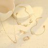 Wholesale Women's Stainless Steel Bow Pattern Jewelry Set With Electroplating Necklace Earrings Ring